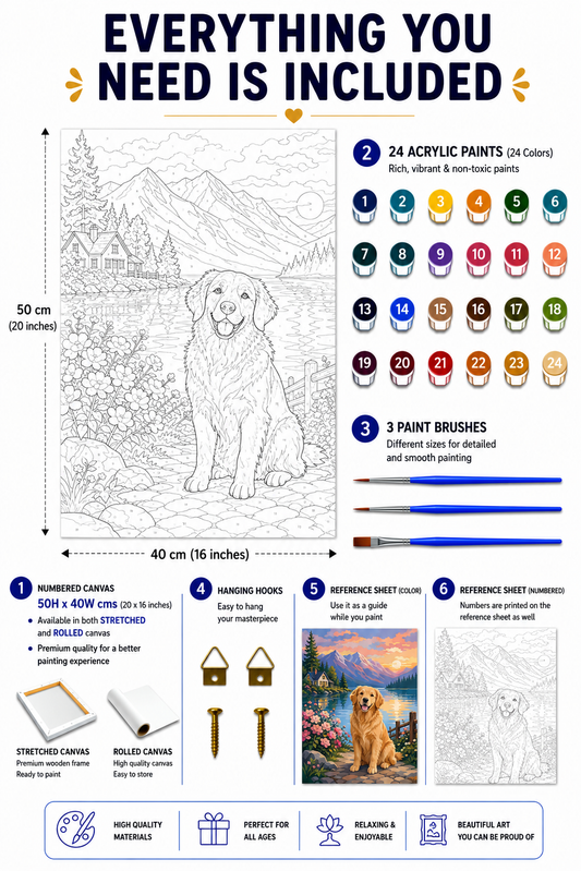 Golden Retriever Paint by Numbers Jumbo Kit