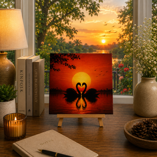 Heart of Swans Mini Paint by Numbers Kit