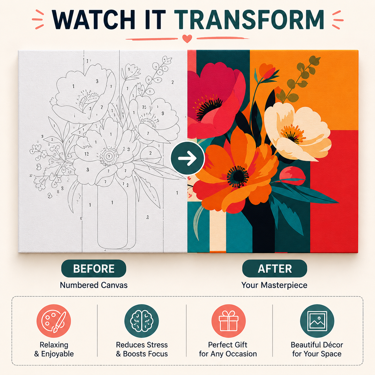 Vibrant Bloom Mini Paint by Numbers Kit