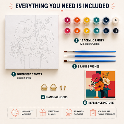 Vibrant Bloom Mini Paint by Numbers Kit