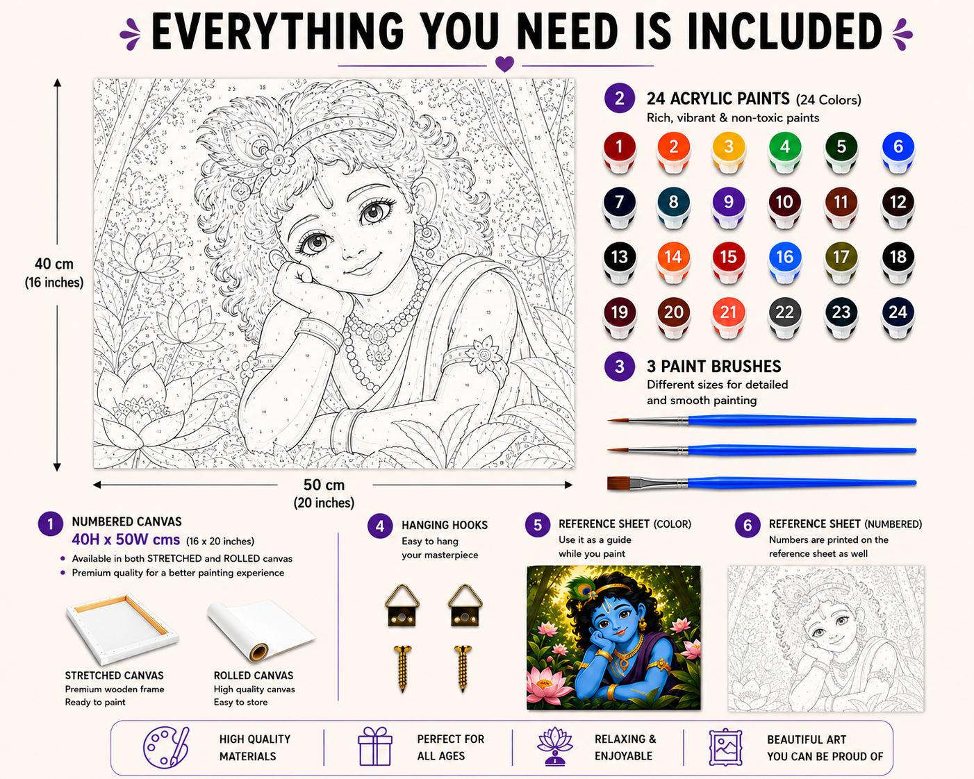 Charming Krishna Paint by Numbers Jumbo Kit