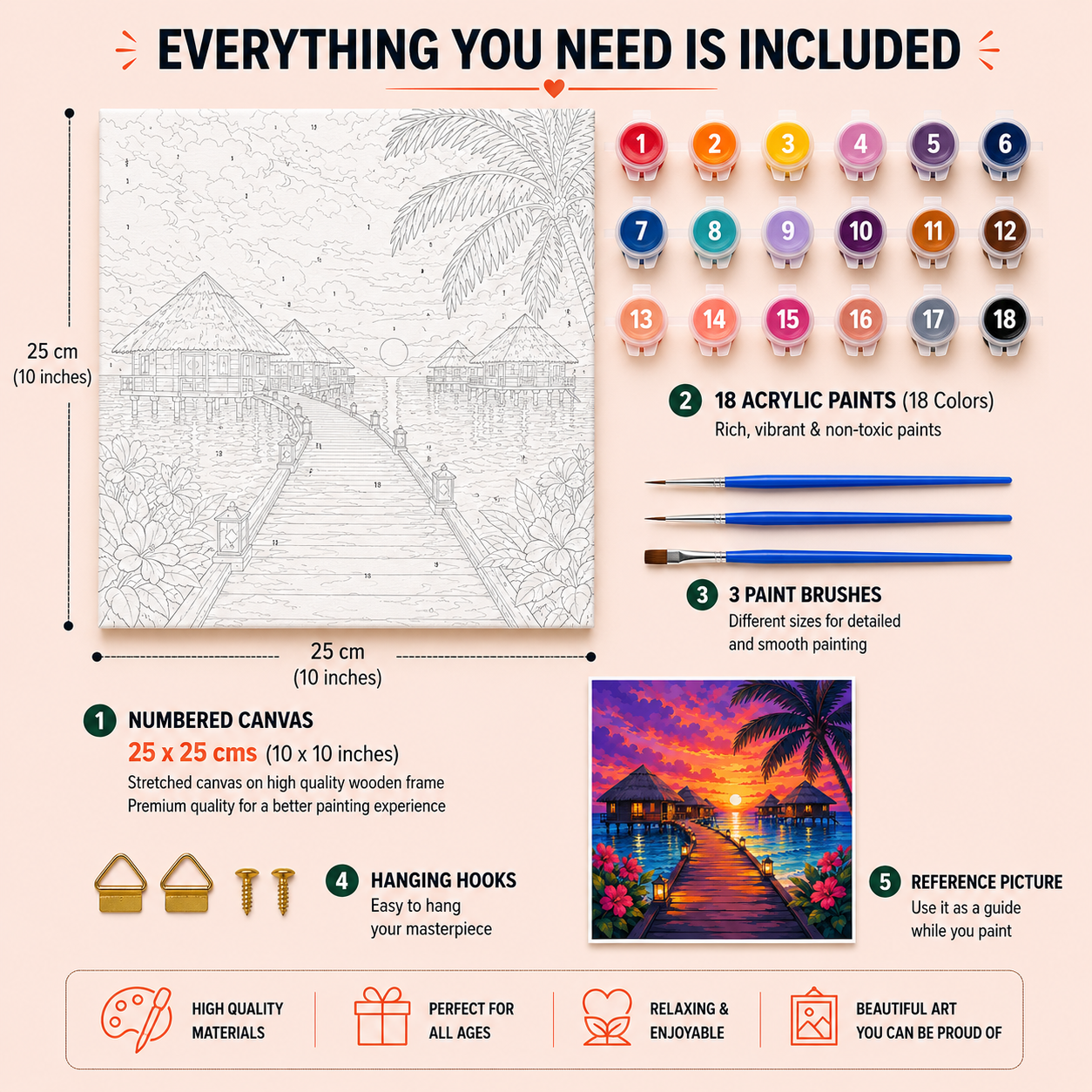 Maldives Sunset Paint by Numbers Standard Kit
