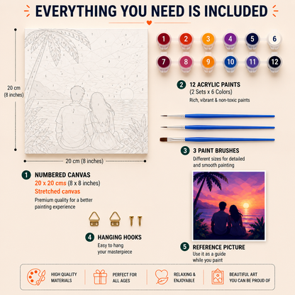 Couple at Sunset Mini Paint by Numbers Kit