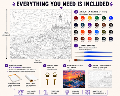 Coastal Sunset Paint by Numbers Jumbo Kit