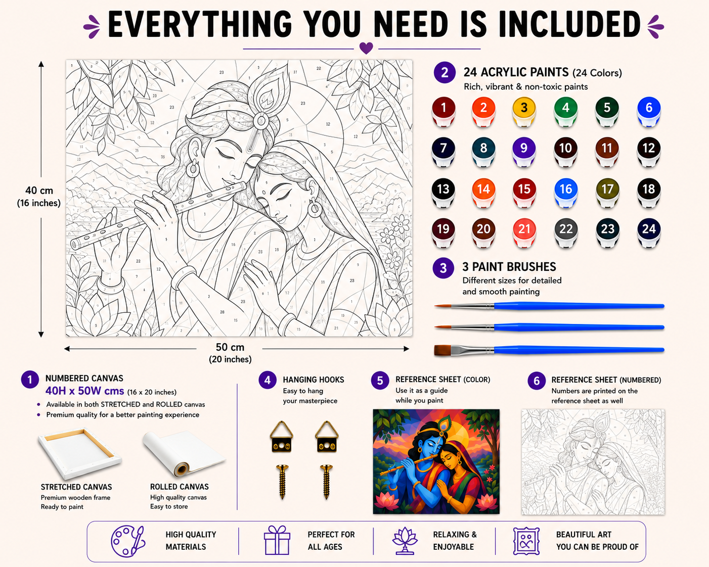 Eternal Radha Krishna Paint by Numbers Jumbo Kit