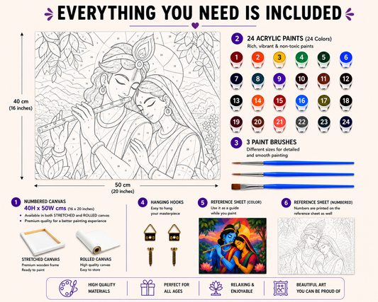 Eternal Radha Krishna Paint by Numbers Jumbo Kit