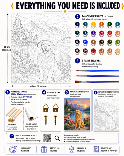Golden Retriever Paint by Numbers Jumbo Kit