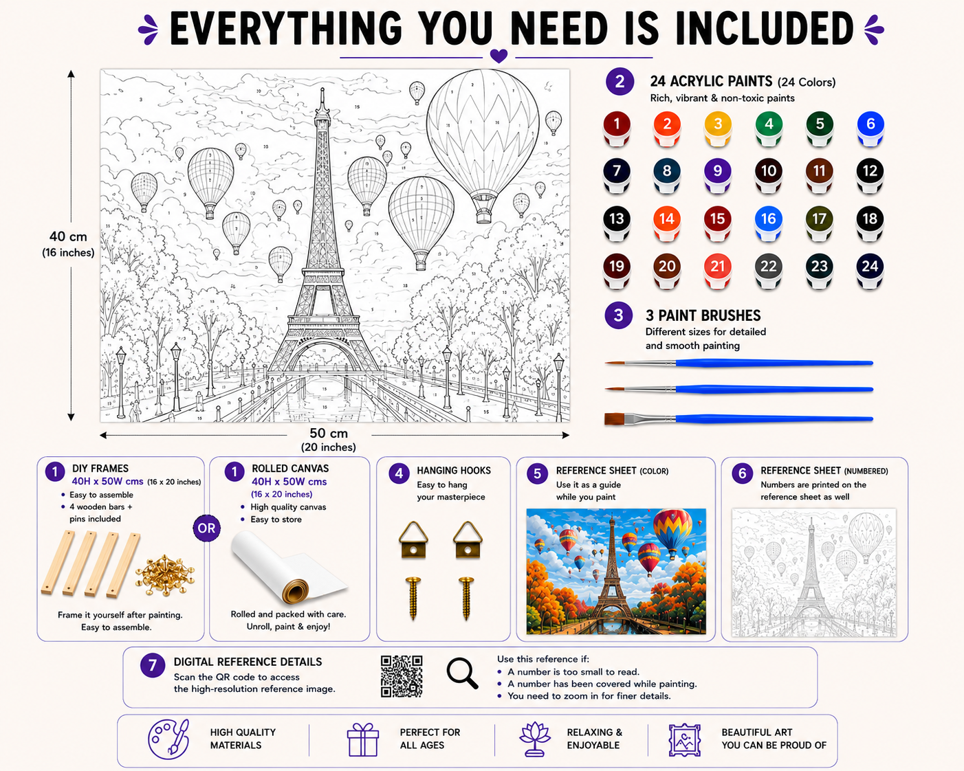 Eiffel Balloons Paint by Numbers Jumbo Kit