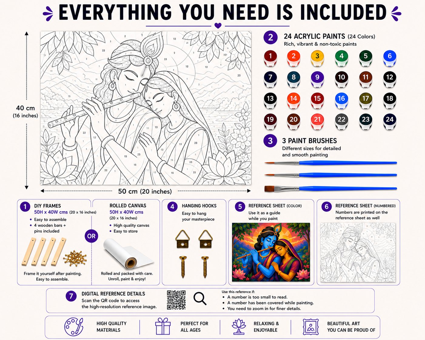 Eternal Radha Krishna Paint by Numbers Jumbo Kit