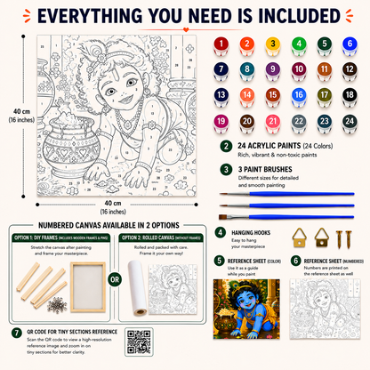 Makhan Chor Krishna Paint by Numbers Large Kit