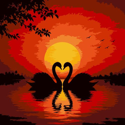 Heart of Swans Mini Paint by Numbers Kit