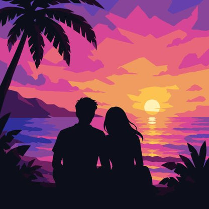 Couple at Sunset Mini Paint by Numbers Kit