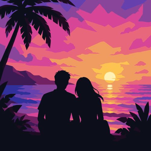 Couple at Sunset Mini Paint by Numbers Kit