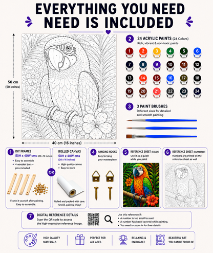Tropical Macaw Paint by Numbers Jumbo Kit