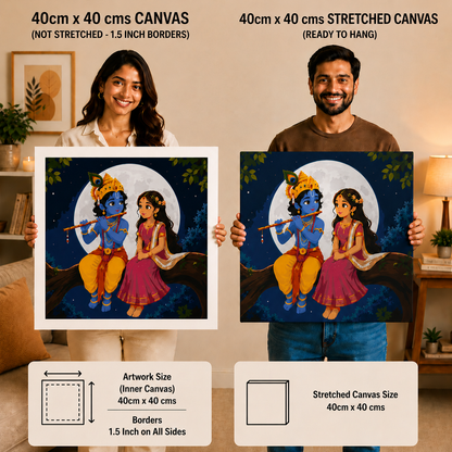 Moonlit Radha Krishna Paint by Numbers Large Kit
