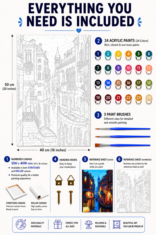 Venice by Night Paint by Numbers Jumbo Kit