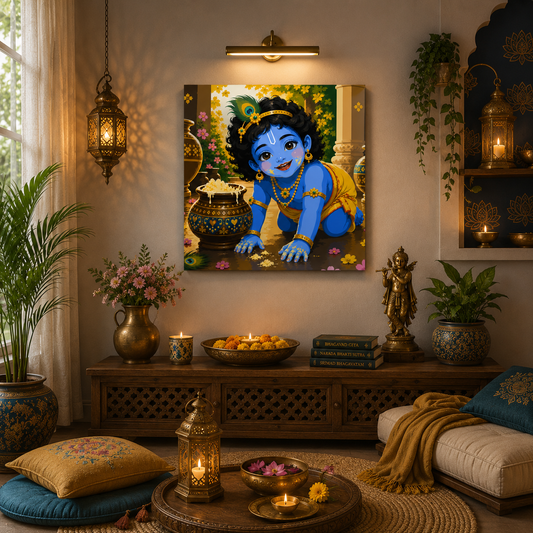 Makhan Chor Krishna Paint by Numbers Large Kit