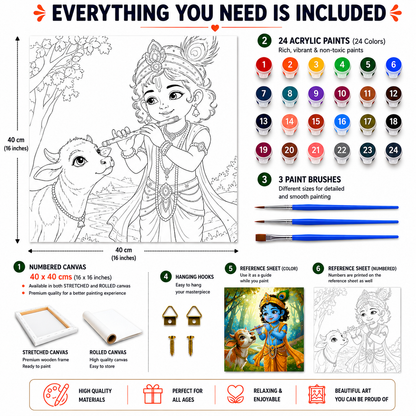 Krishna and Calf Paint by Numbers Large Kit