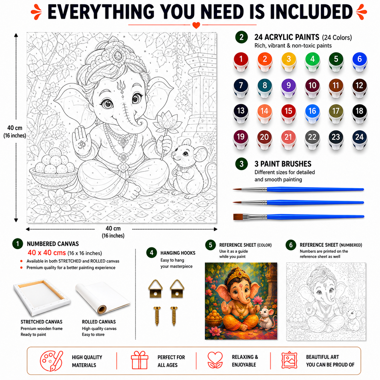 Little Ganesha Paint by Numbers Large Kit